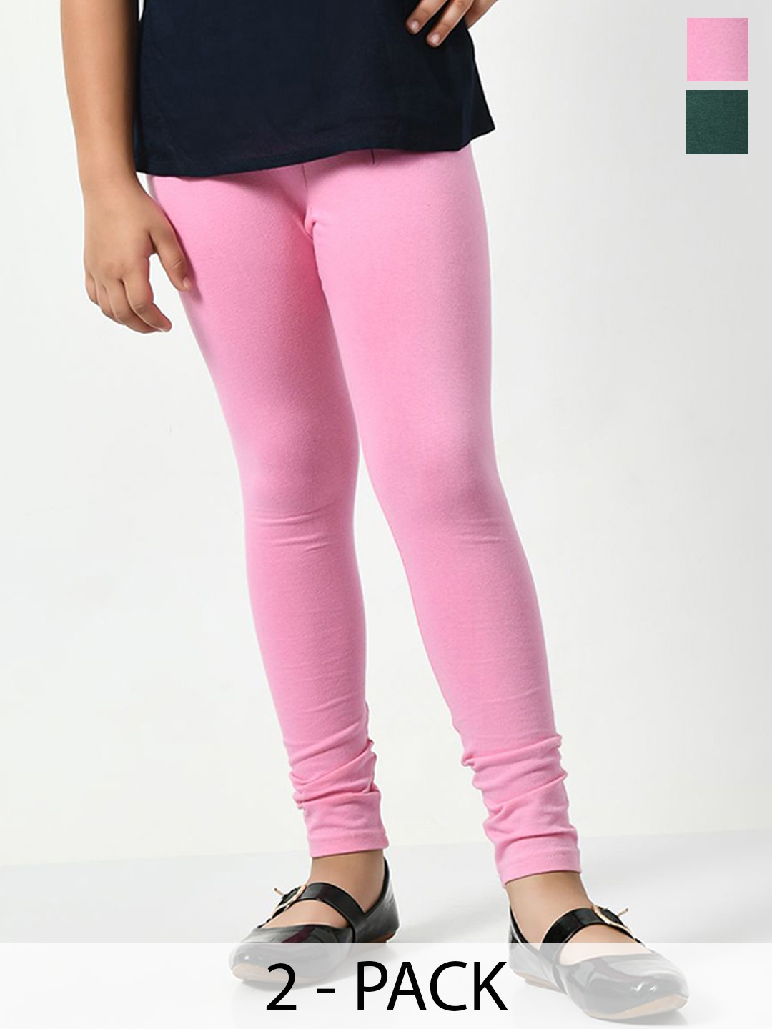

KAYU Girls Pack Of 2 Mid-Rise Ankle-Length Leggings, Green