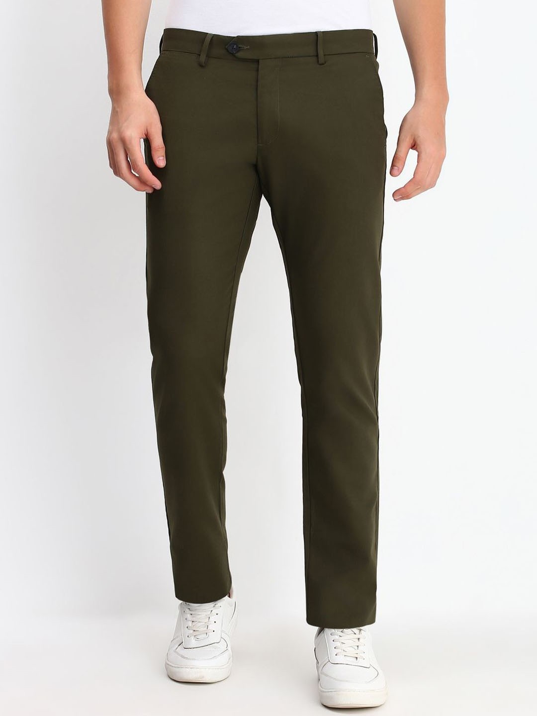 

Allen Solly Men Mid-Rise Slim Fit Trousers, Olive
