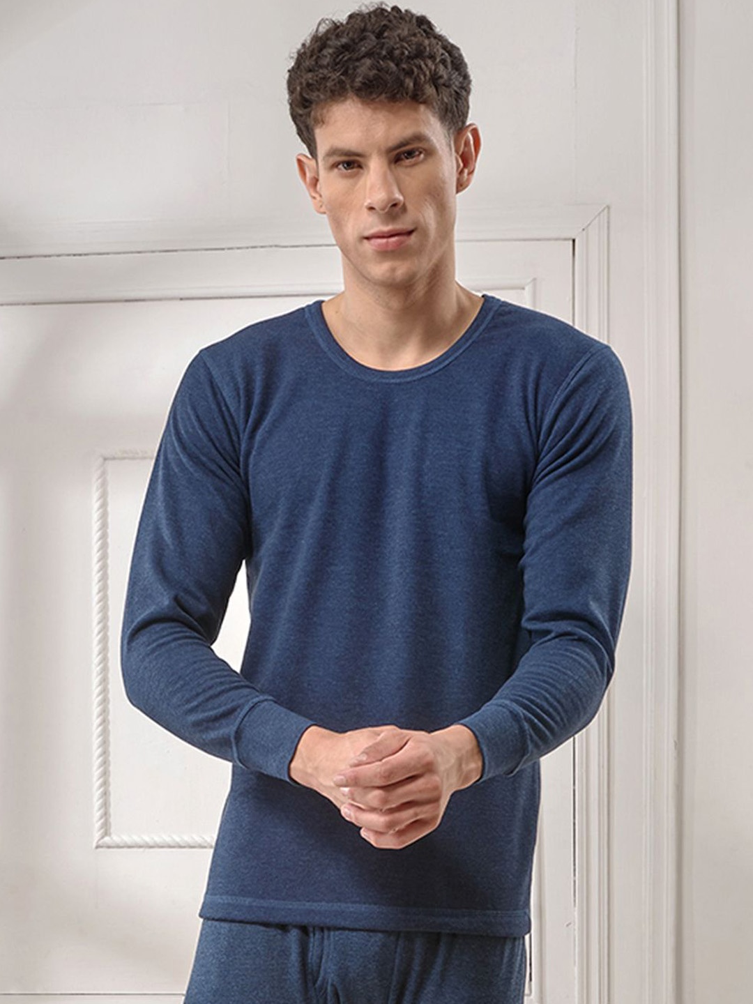 

INFERNO Men Round Neck Fleeced Thermal Vest, Blue