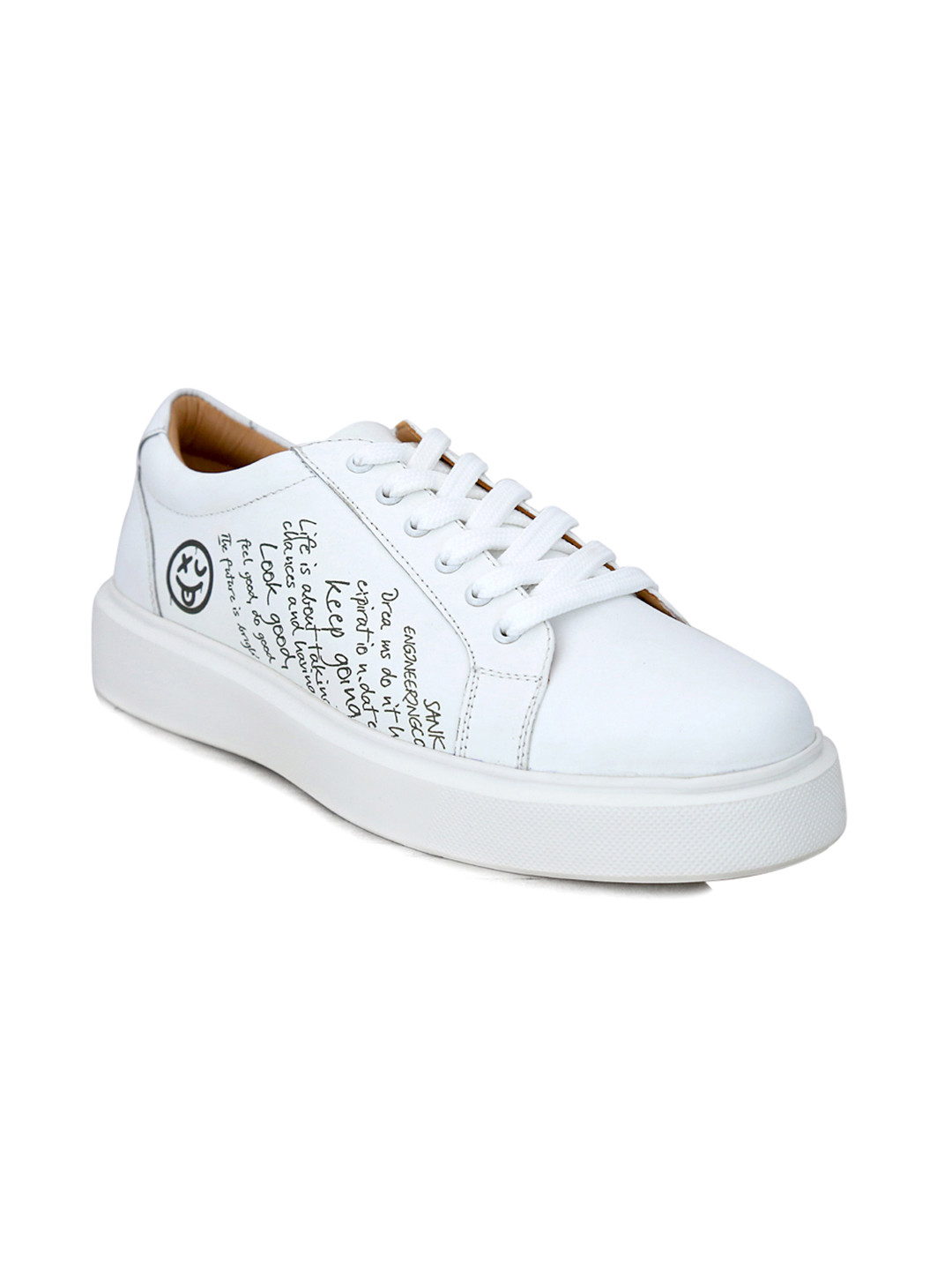 

mccoy Men Lace-Up Leather Sneakers, White