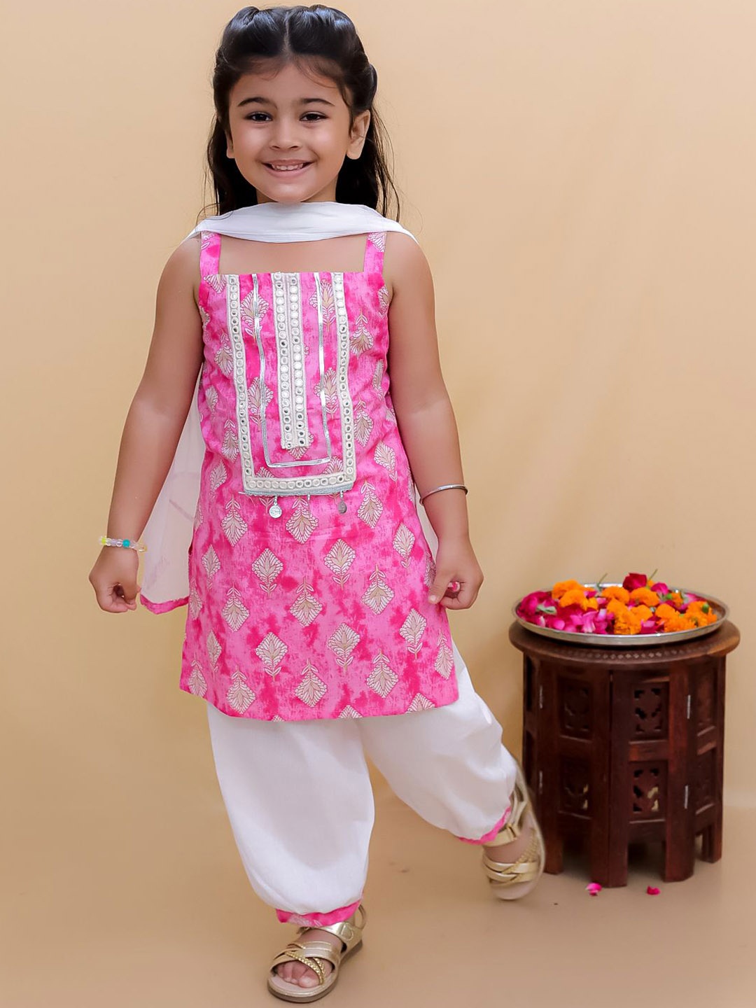 

Bold N Elegant Girls Embroidered Pure Cotton Kurta & Salwar With Dupatta, Pink