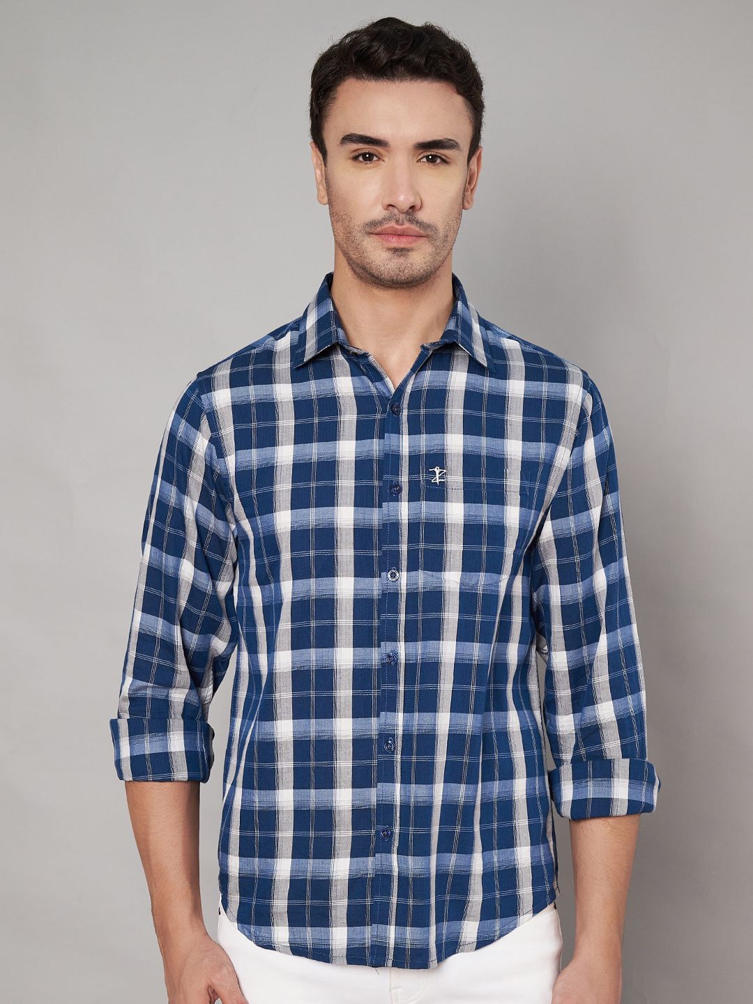 

Aazing London Men Spread Collar Solid Cotton Casual Shirt, Navy blue