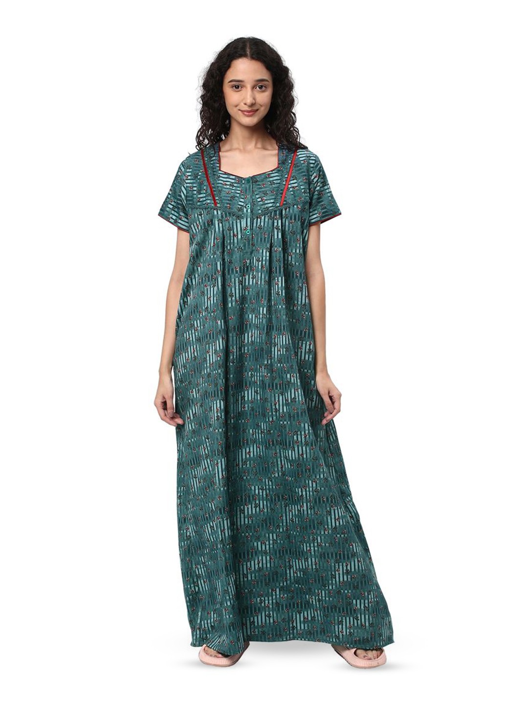 

KOVIRA Printed Maxi Nightdress, Green