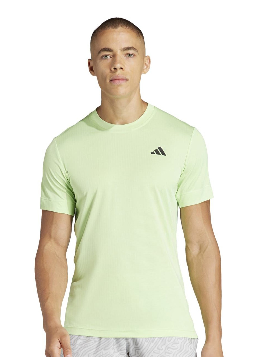 

ADIDAS Men Brand Logo Printed Round Neck Slim Fit T-shirt, Green