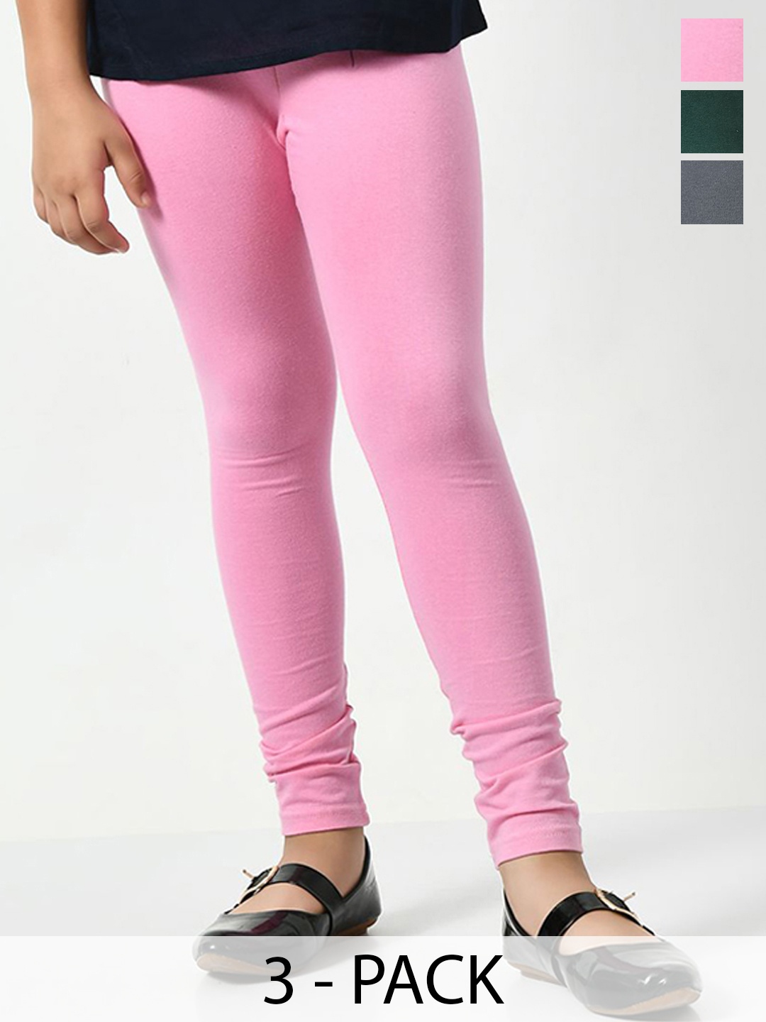 

KAYU Pack Of 3 Girls Ankle Length Leggings, Pink