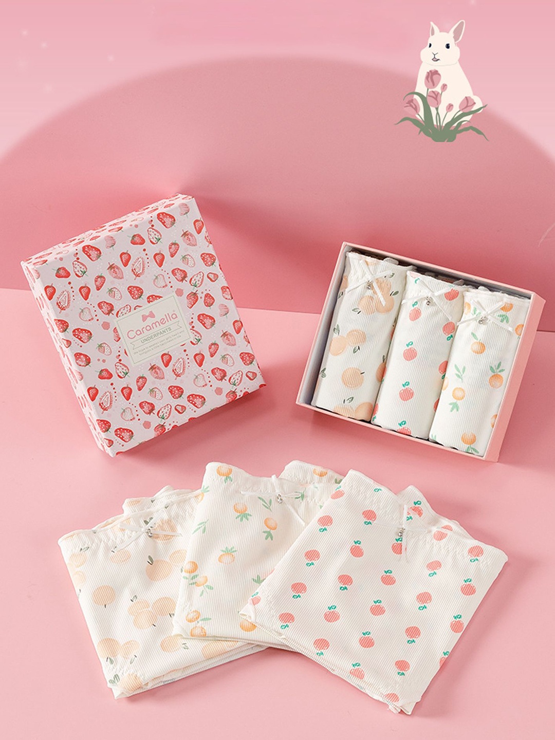 

LULU & SKY Women Pack Of 3 Printed Hipster Briefs, White