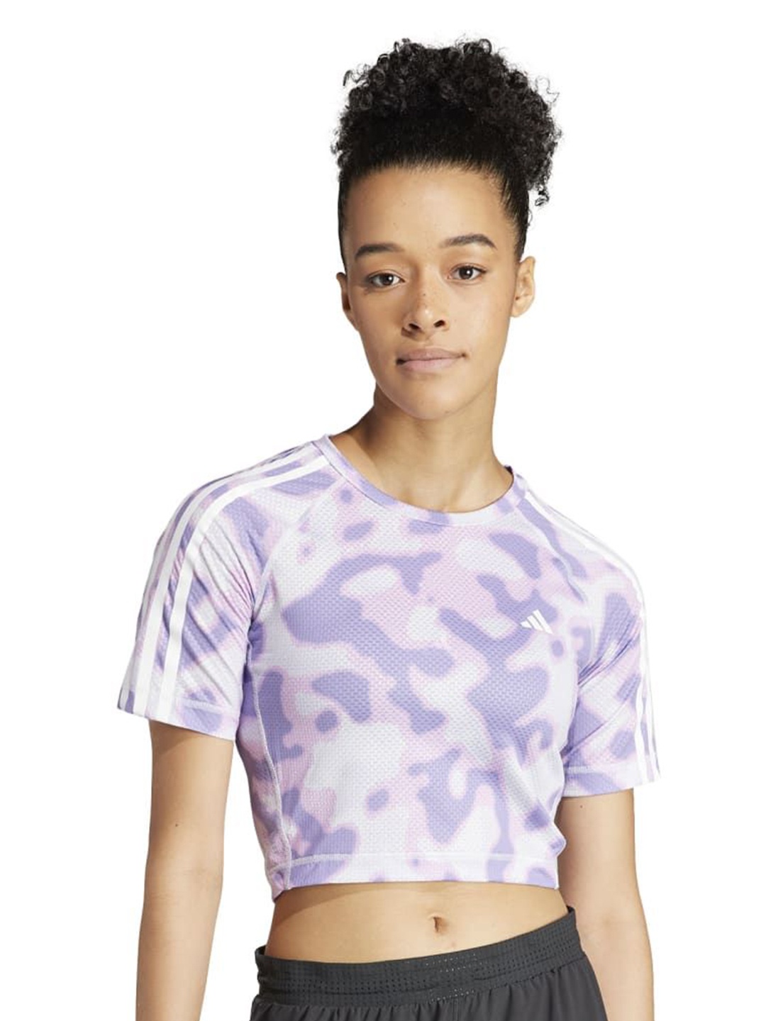 

ADIDAS Women Abstract Printed Round Neck T-shirt, Purple