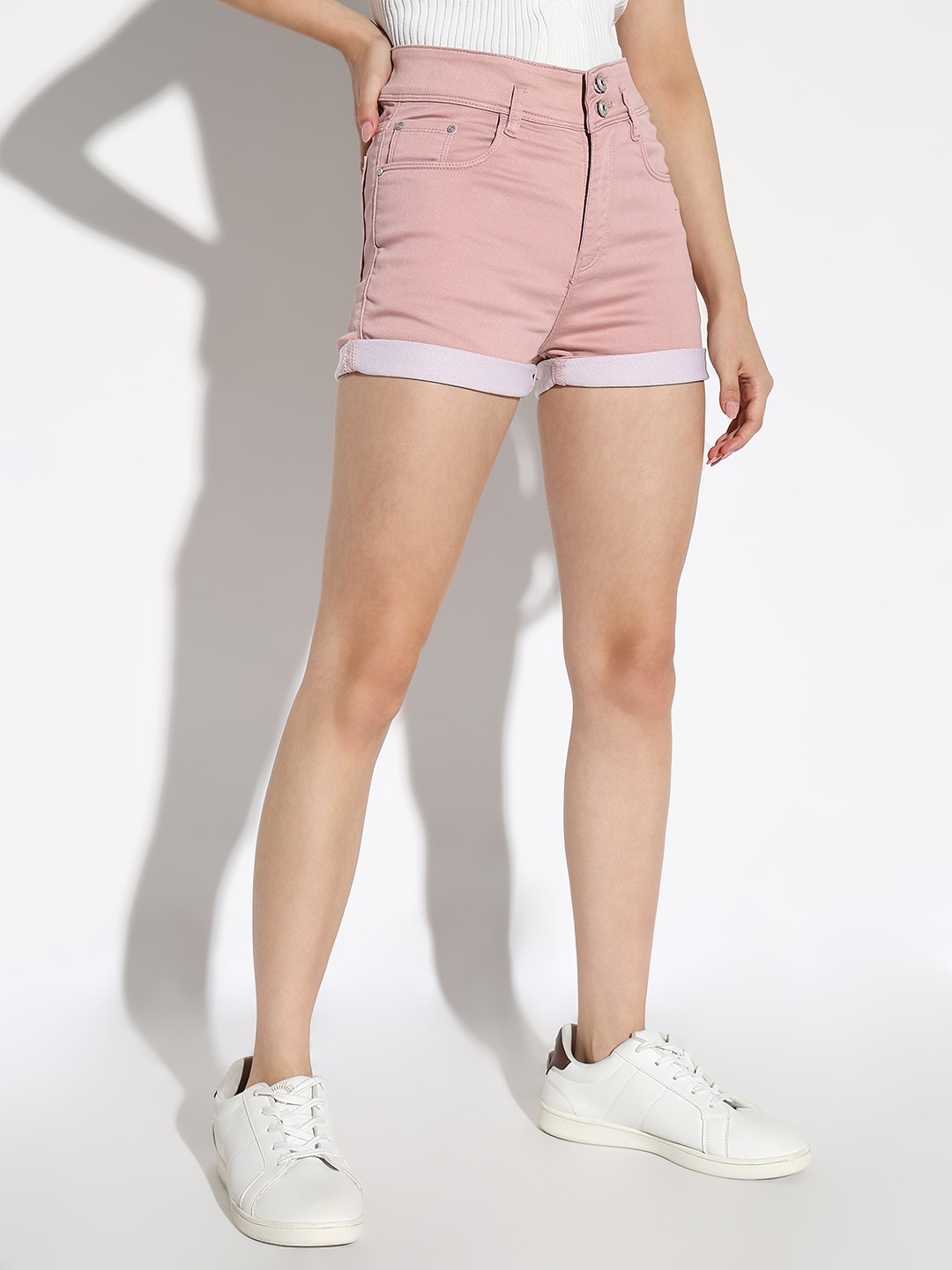 

SHOWOFF Women Mid-Rise Slim Fit Shorts, Pink