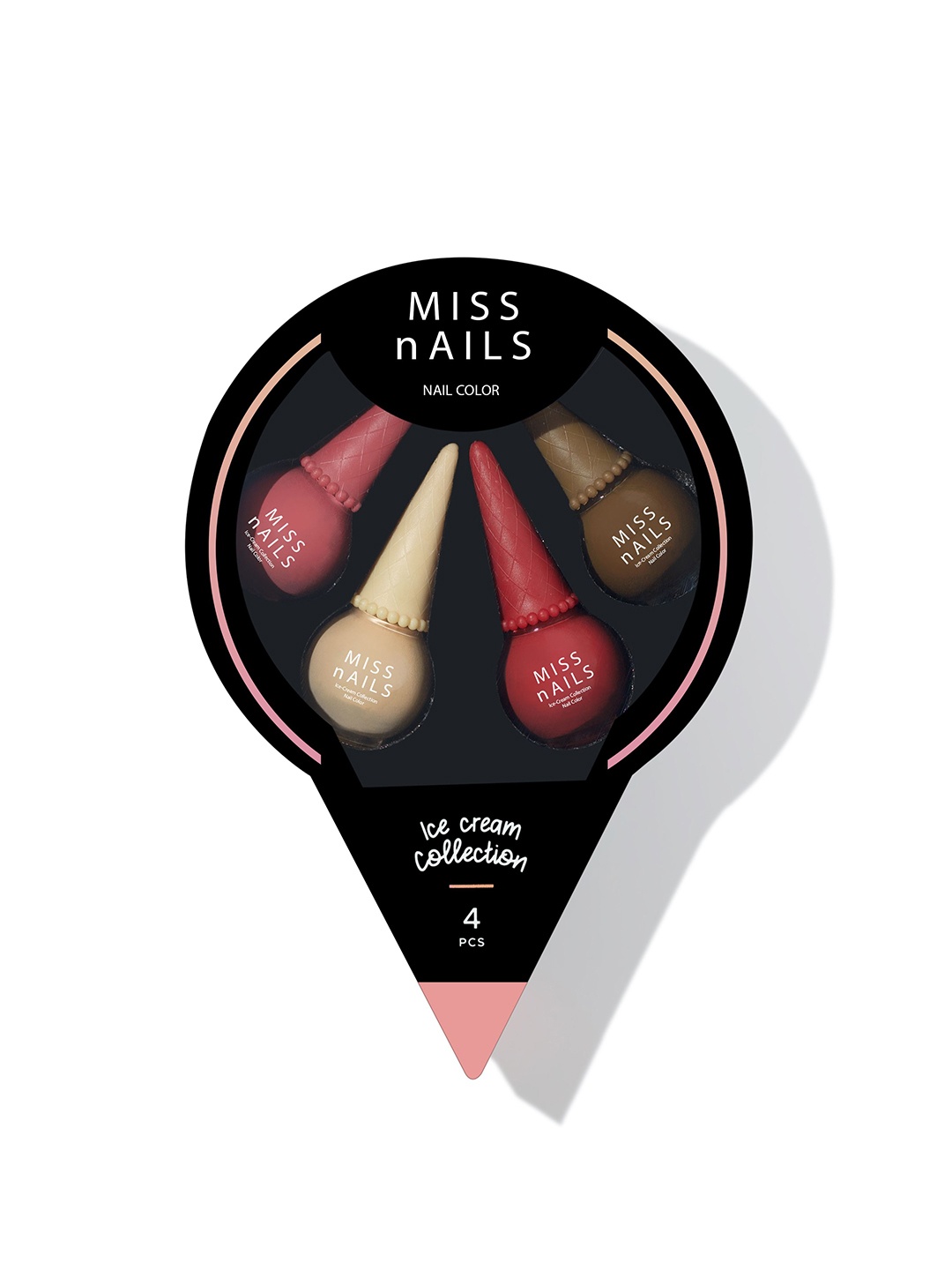 

MISS NAILS Set Of 4 Ice Cream Toxin Free Nail Color - 10 ml Each - Shade NSM65, Pink