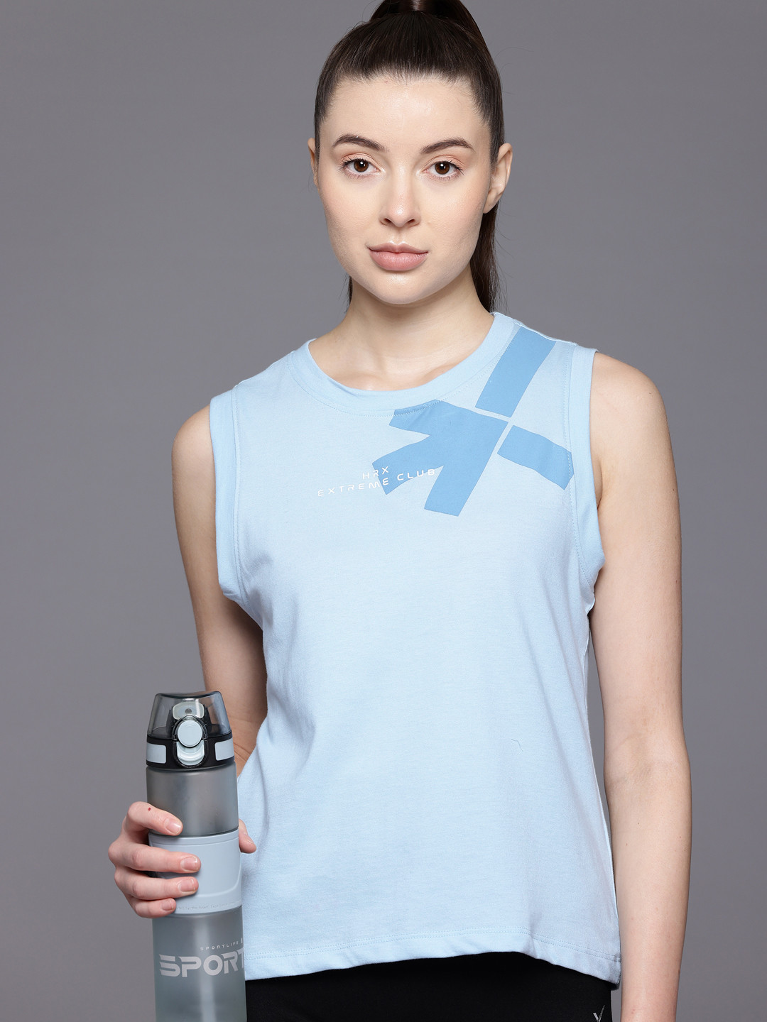 

HRX by Hrithik Roshan Women Brand Logo Printed Lifestyle T-shirt, Blue