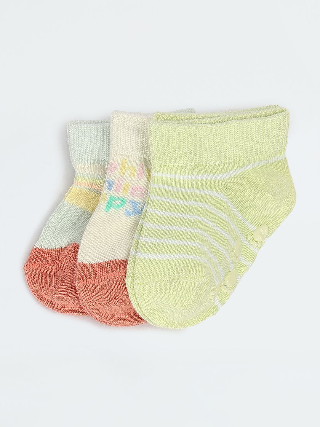 

max Boys Pack Of 3 Patterned Ankle Length Socks, Green