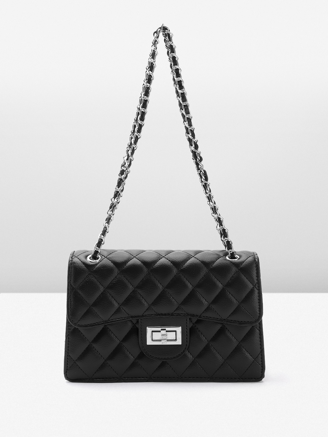 

Lino Perros Quilted Structured Shoulder Bag, Black