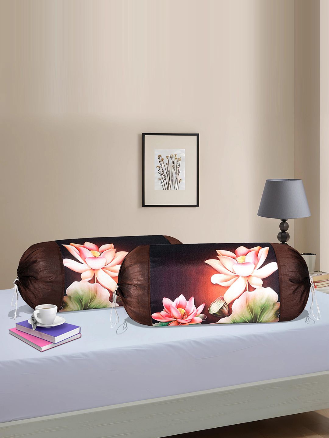 

Kuber Industries Brown 2 Pieces Printed Cotton Bolster Covers