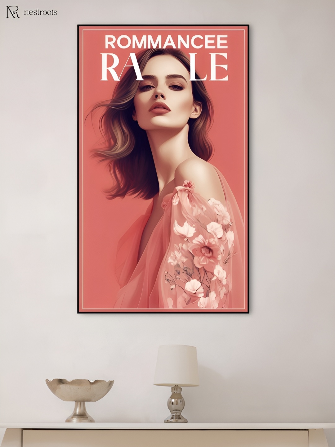 

nestroots Pink & White Romancee Rale Captivating Canvas Painting Wall Art