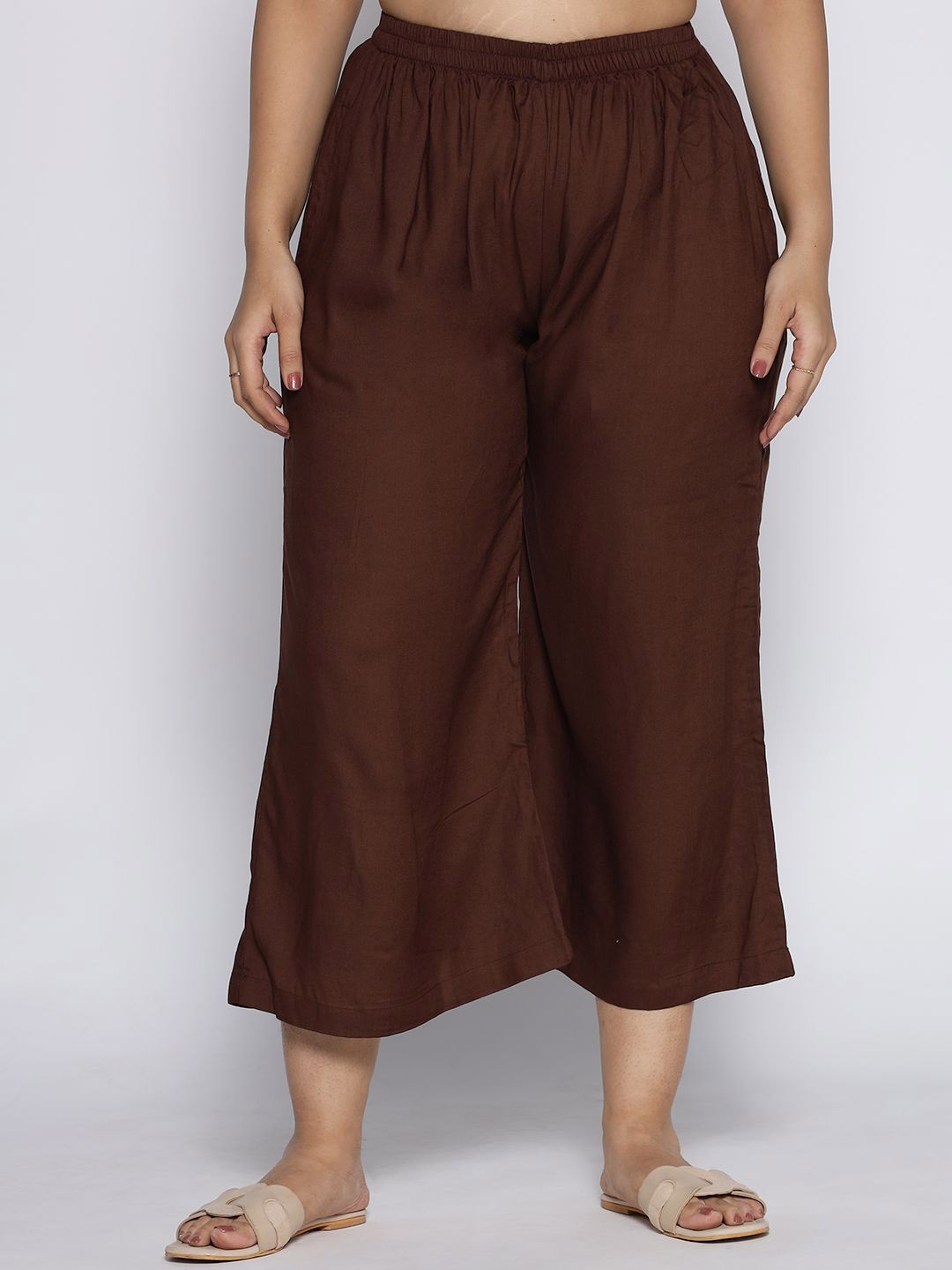 

LetsDressUp Straight Fit Palazzos, Coffee brown