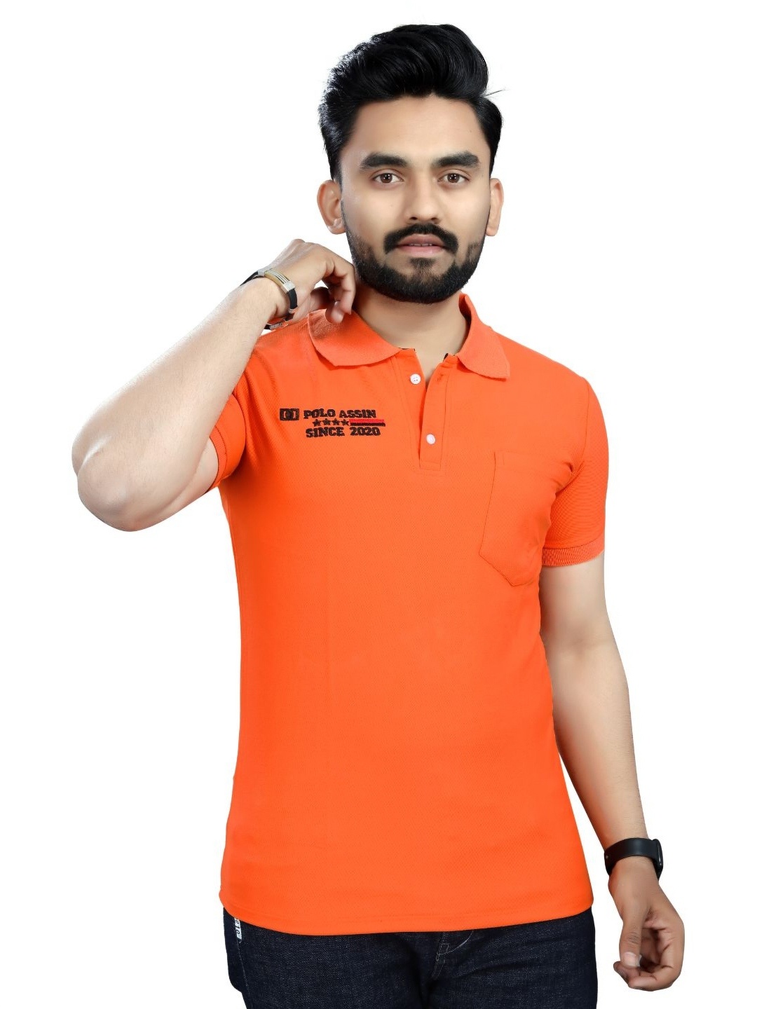 

DYRECTDEALS Men Solid Polo Collar T-shirt, Orange