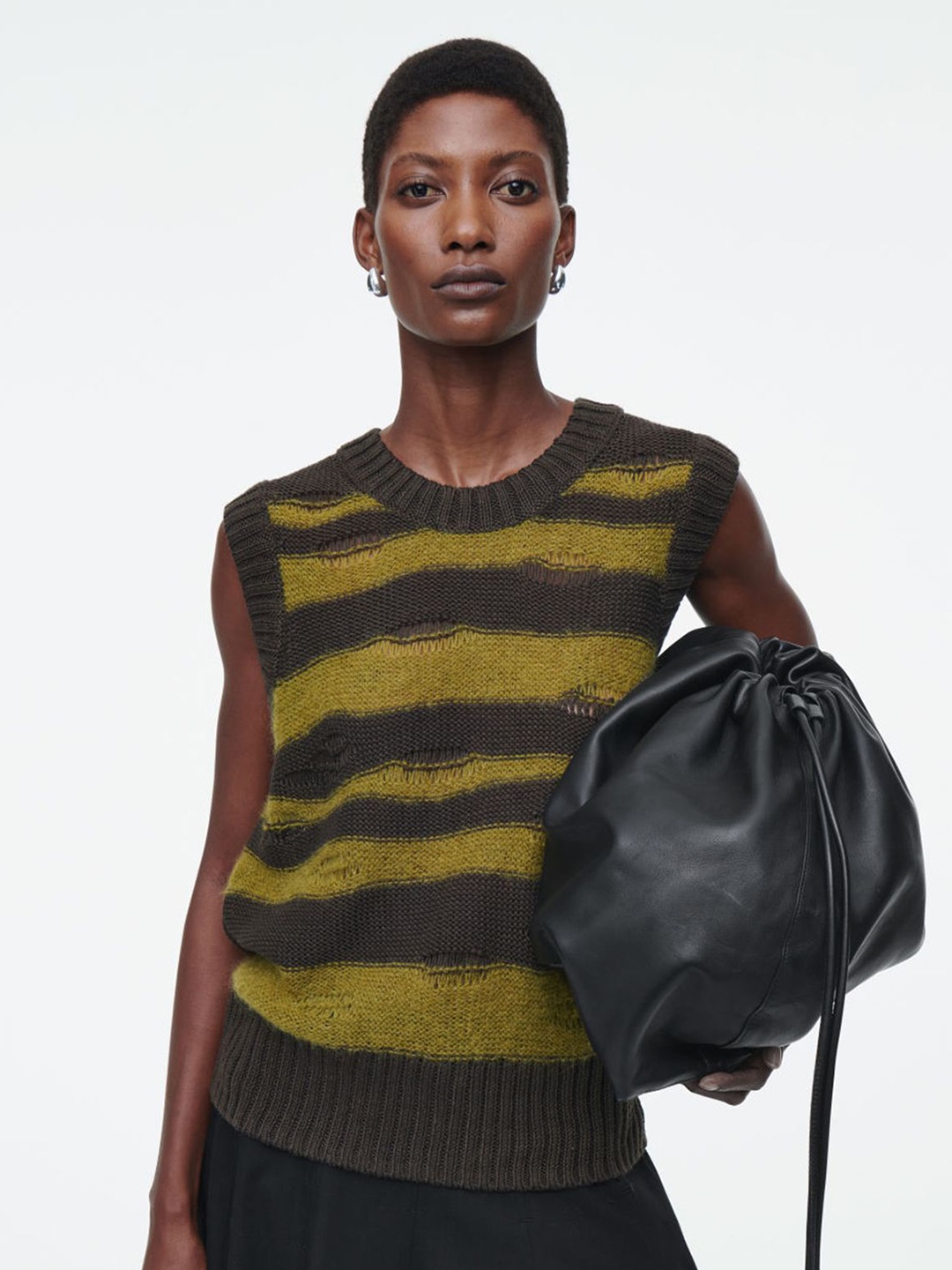 

LULU & SKY Women Striped Round Neck Cotton Pullover Sweater, Olive