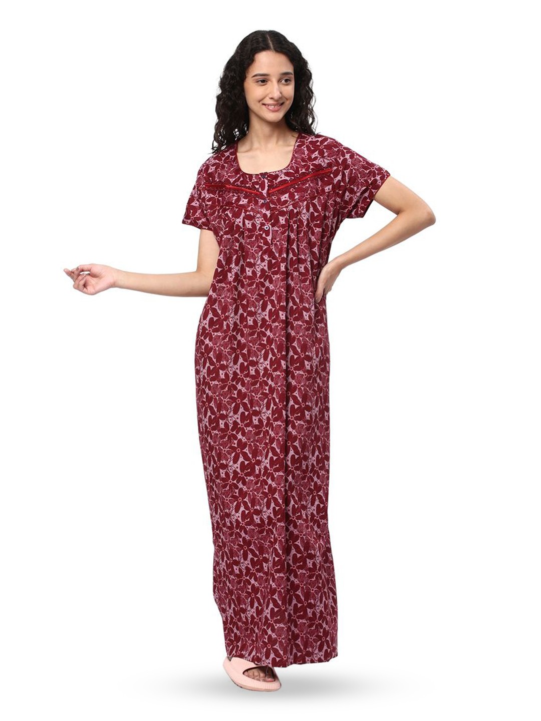 

KOVIRA Printed Maxi Nightdress, Red