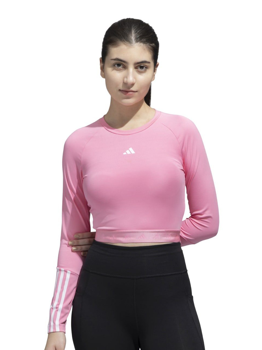 

ADIDAS Women Solid Round Neck Slim Fit T-shirt, Pink