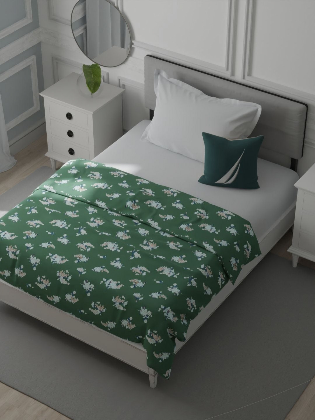 

Nautica Green & Blue Floral AC Room 120 GSM Single Bed Dohar