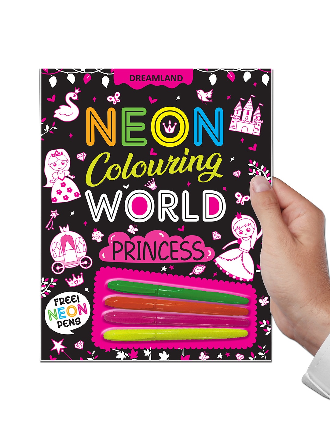 

Dreamland Princess Neon Colouring World Book for Kids with Neon Pens, Black