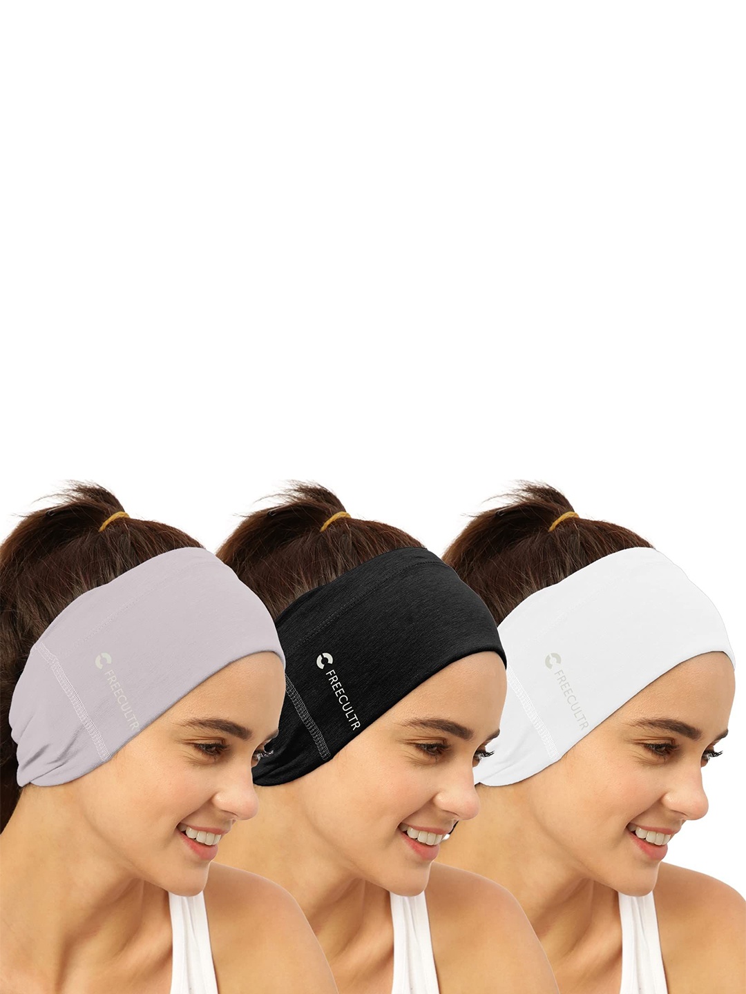 

FREECULTR Adults Pack Of 3 Bandana Headband, White