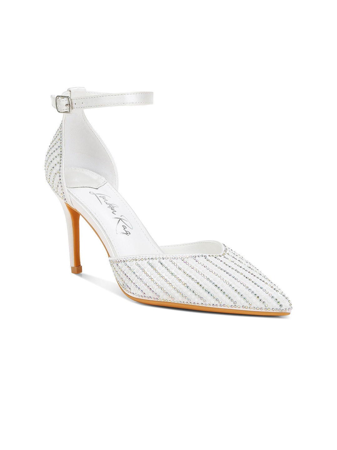 

London Rag Embellished Slim Heeled Pumps, White