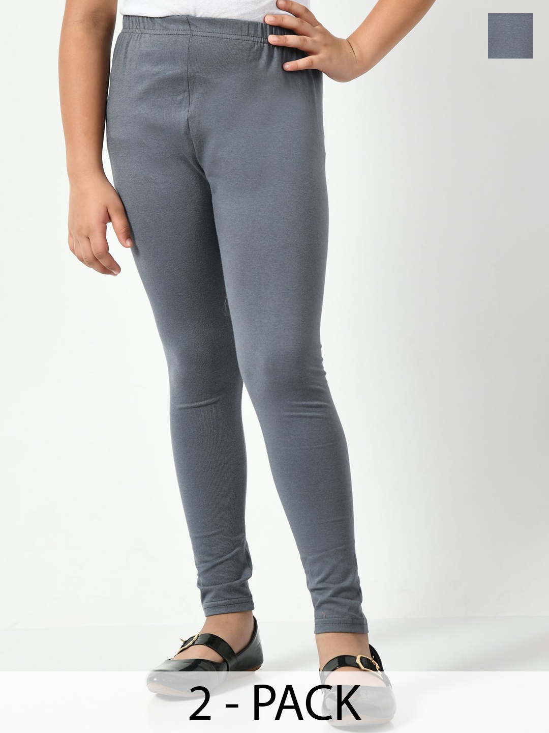 

KAYU Girls Pack Of 2 Mid-Rise Ankle-Length Leggings, Black