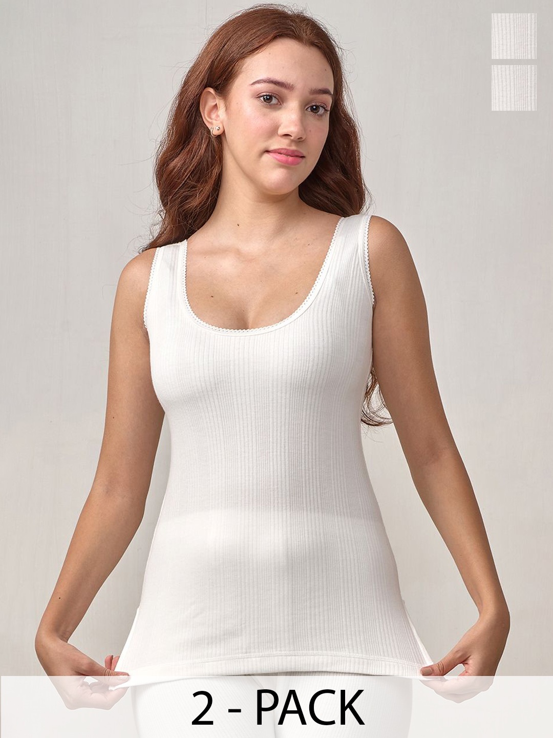 

INFERNO Pack of 2 Women Polycotton Thermal Slips, White