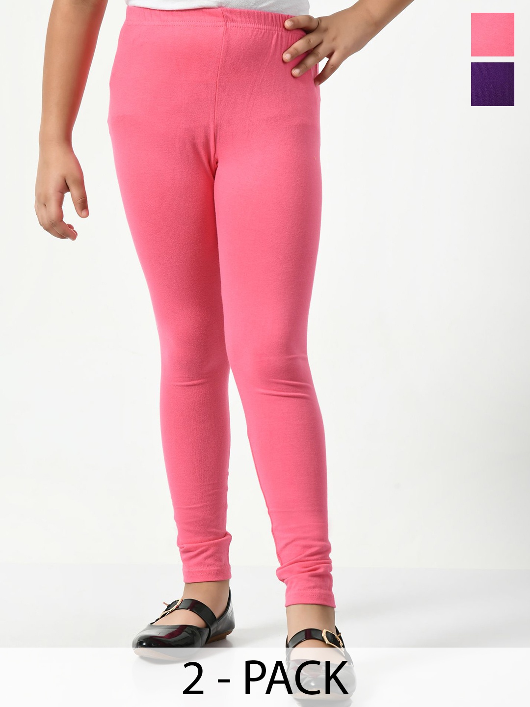 

KAYU Girls Pack Of 2 Ankle Length Leggings, Purple
