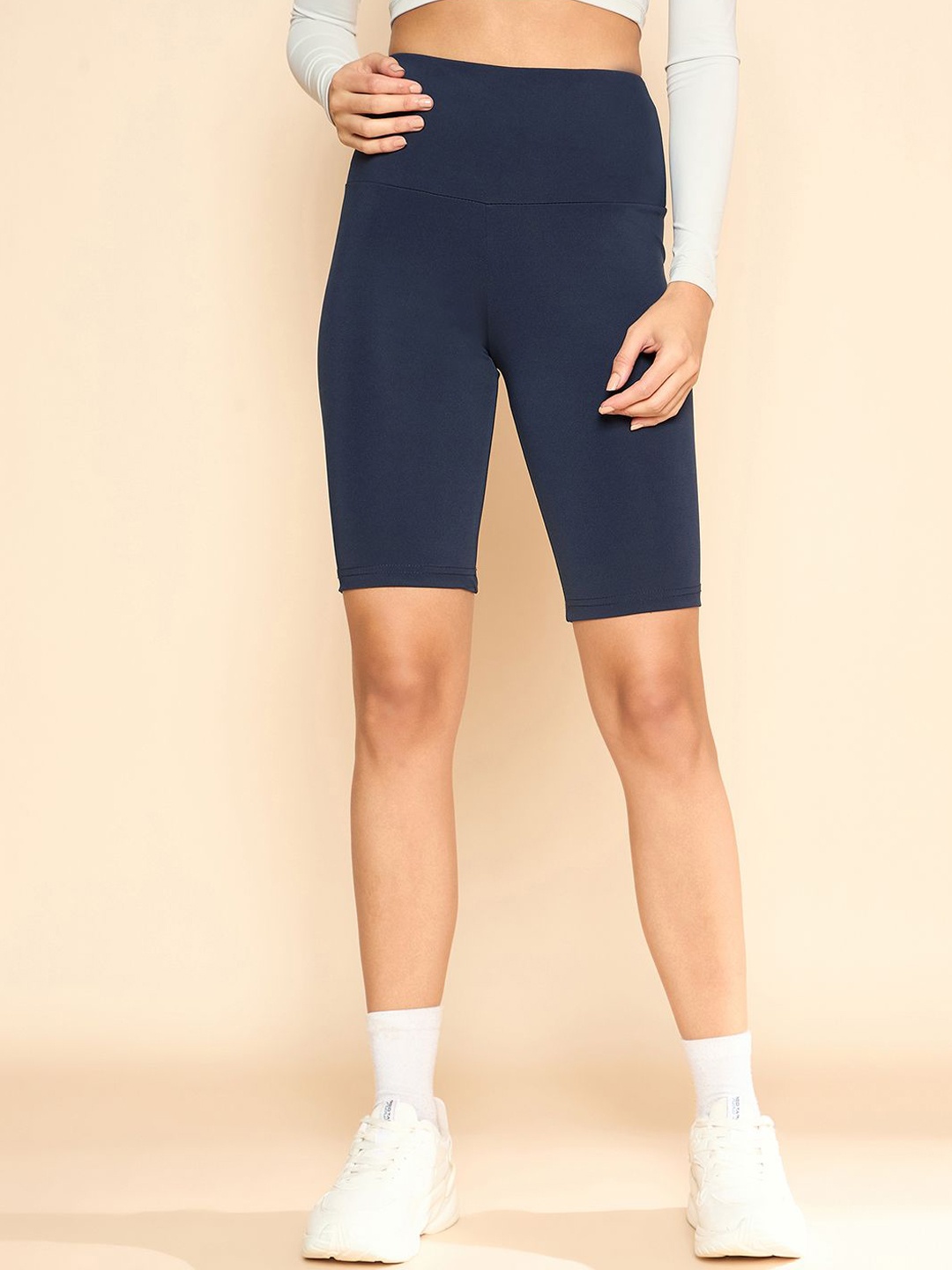 

COLOR CAPITAL High Rise Above-Knee Gym Tights, Navy blue