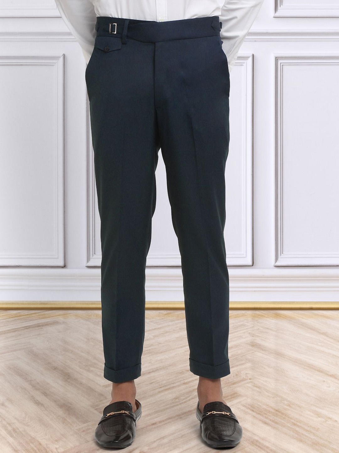 

KLOTTHE Men Cotton Solid Slim Fit Gurkha pants, Navy blue