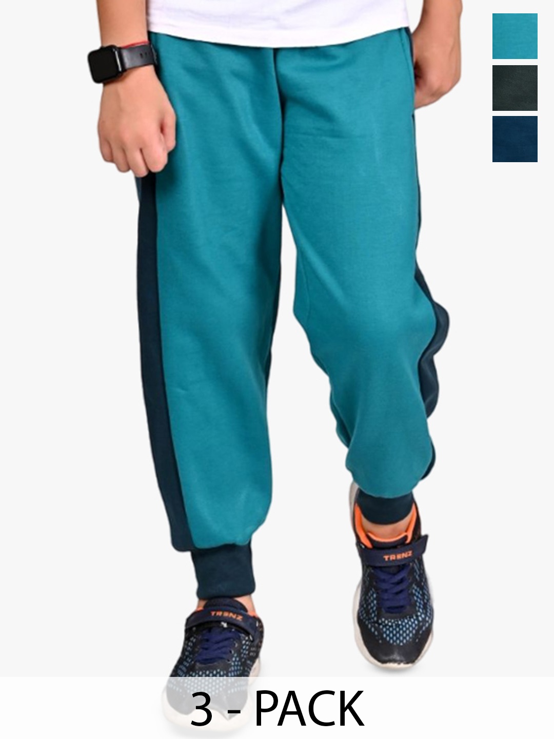 

BAESD Boys Pack Of 3 Mid-Rise Joggers, Navy blue