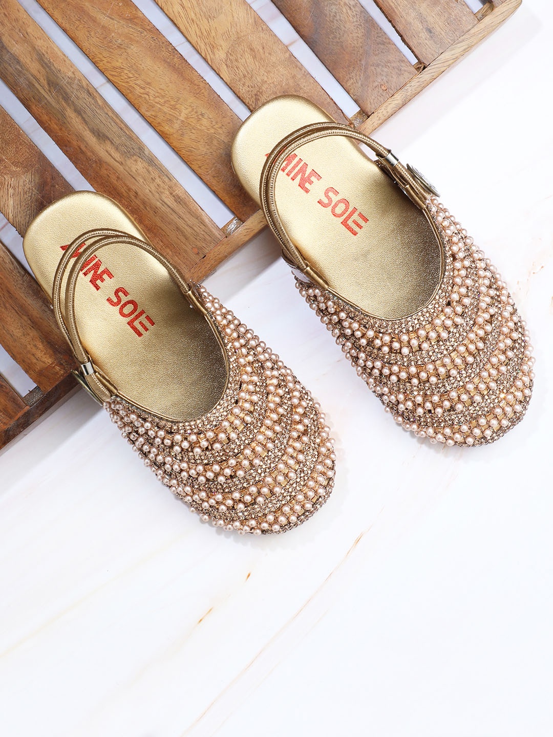 

Minesole Girls Embellished PU Flatforms, Rose gold