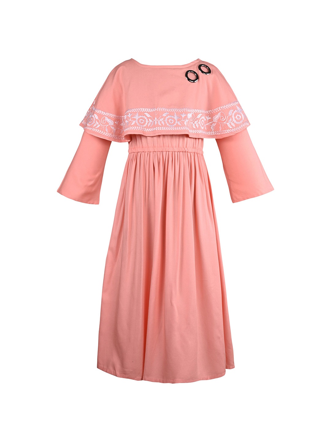 

Wish Karo Girls Embroidered Fit & Flare Dress, Peach