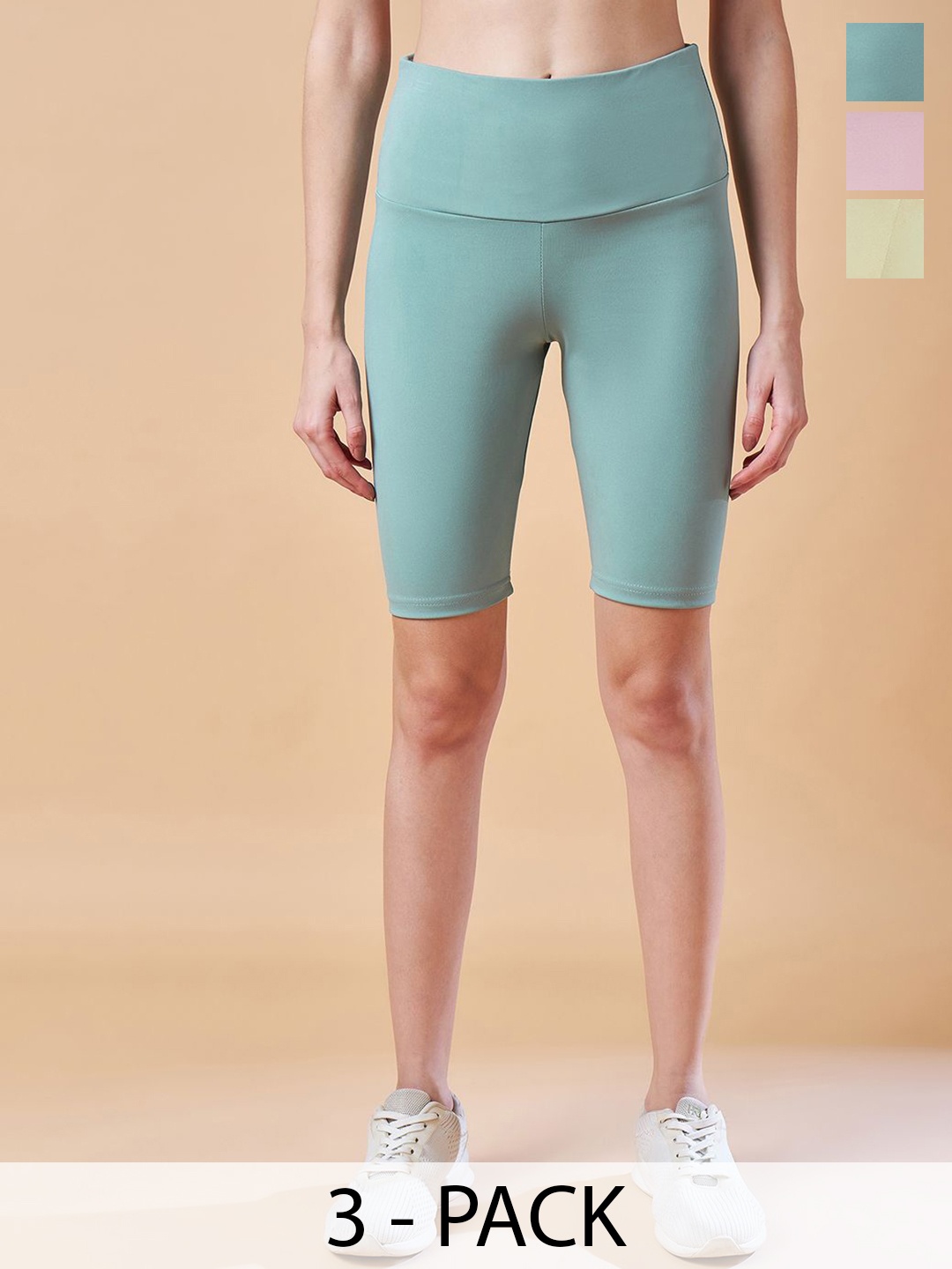 

COLOR CAPITAL Pack Of 3 Women High-Rise Gym Tights, Green