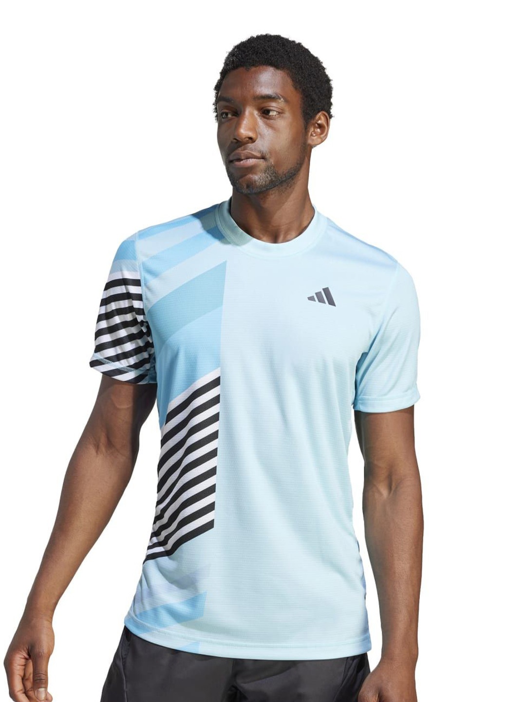 

ADIDAS Men Striped Round Neck Slim Fit T-shirt, Blue