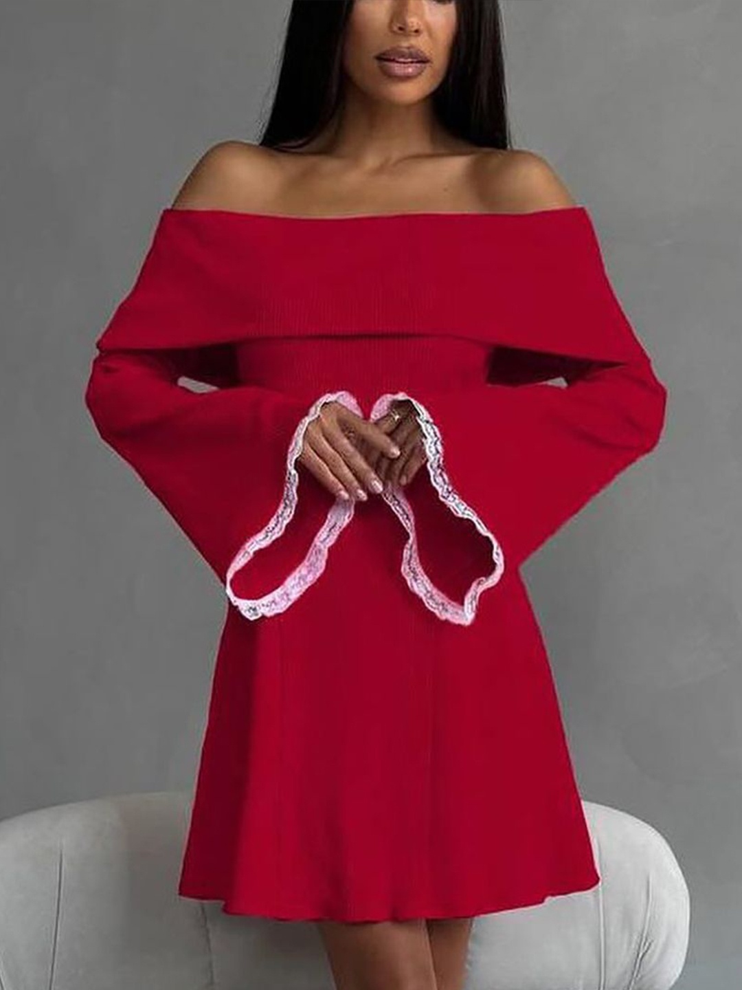 

StyleCast x Revolte Off-Shoulder A-Line Dress, Red