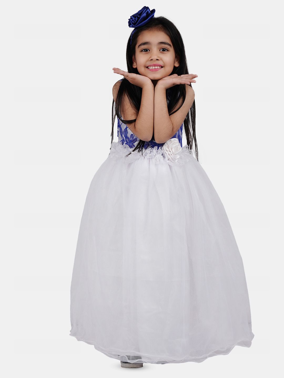 

Wish little Girls Self Design Gown Maxi Dress, White