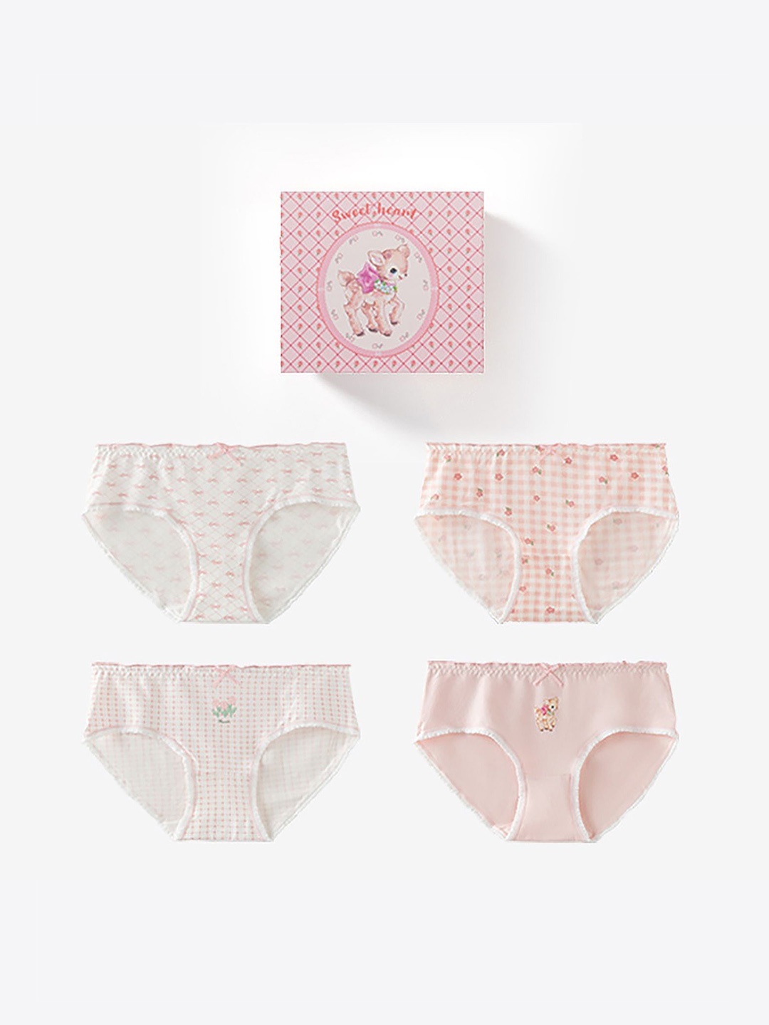 

LULU & SKY Women Floral Printed Pack Of 5 Printed Low-Rise Bikini Brief, White