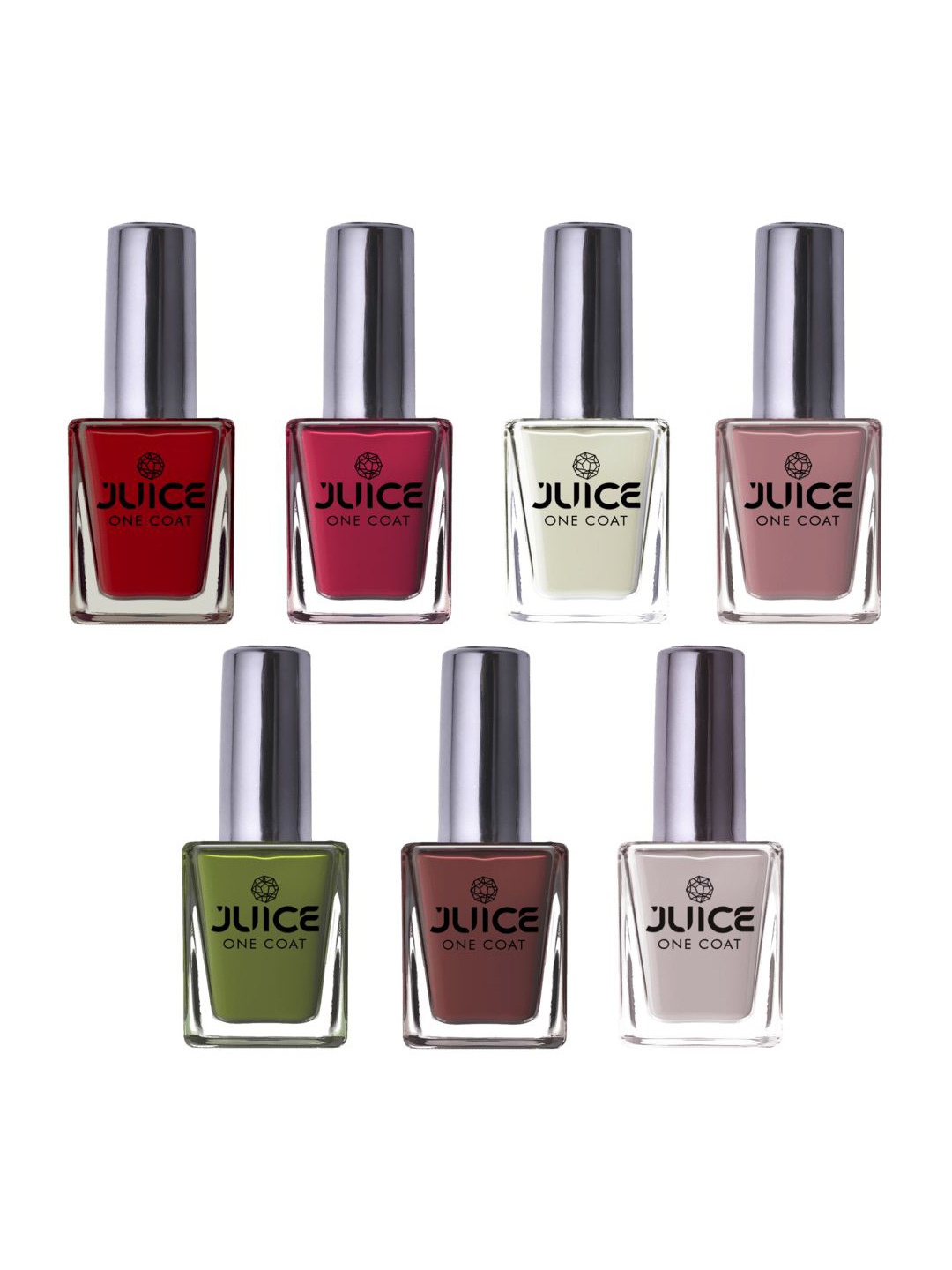 

JUICE Set of 7 One Coat Long-Wearing Quick Dry Glossy Nail Polish - 11 ml each, Multi