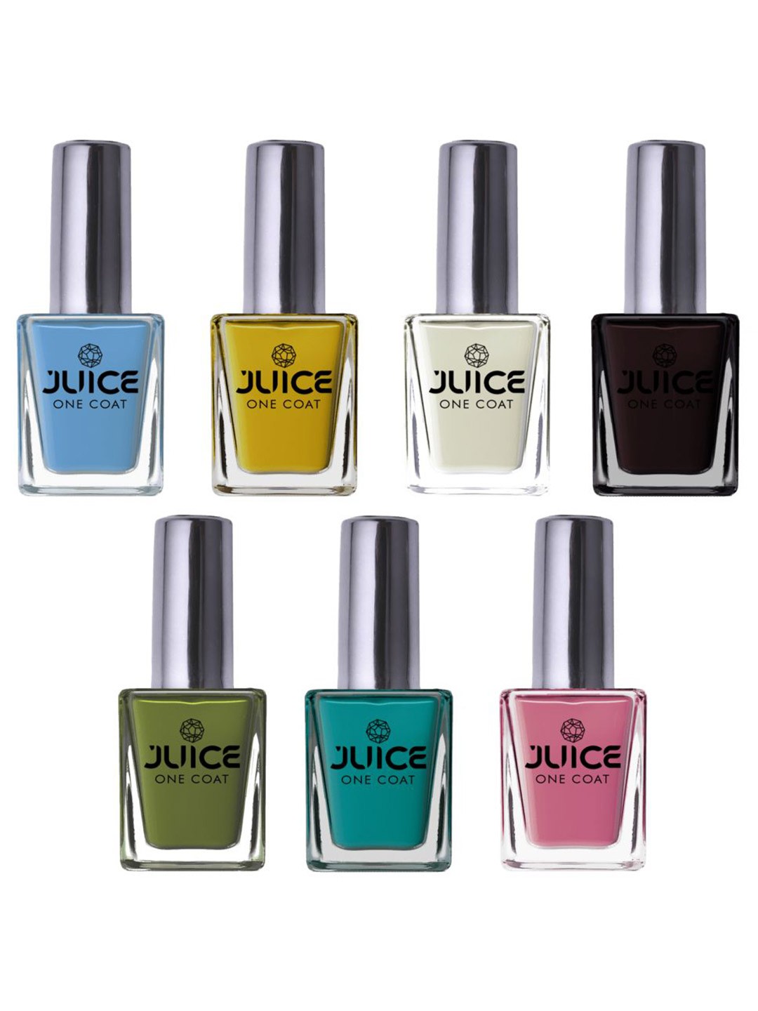 

JUICE Set Of 7 One Coat Long-Wearing Glossy Nail Polish - 11 ml Each, Blue