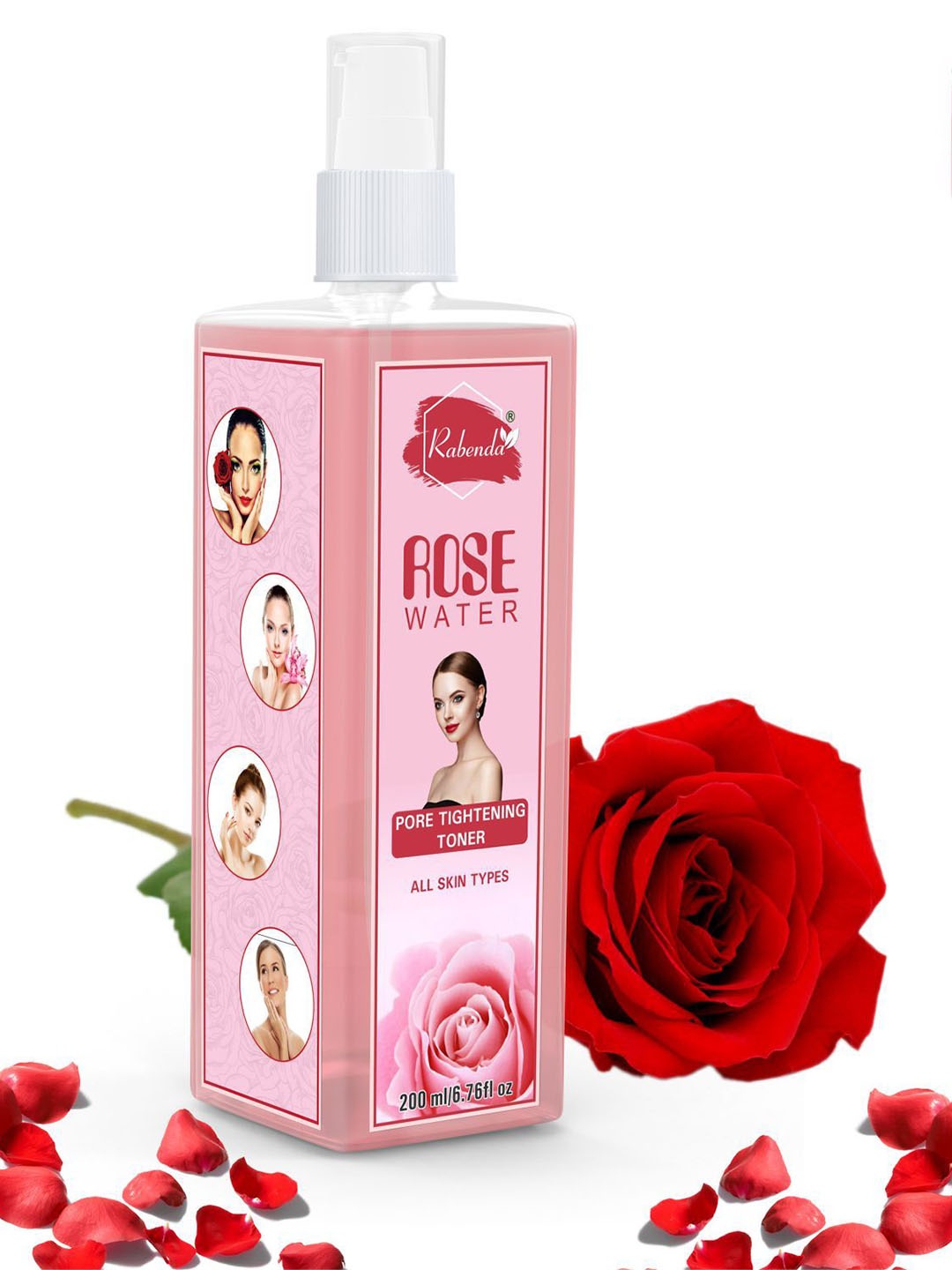 

Rabenda Rose Water Pore Tightening Toner - 200 ml, Pink