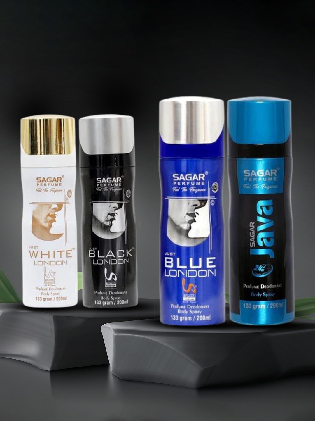 

SAGAR PERFUMERY Set Of 4 White London, Black London, Blue London & Java Deodorants