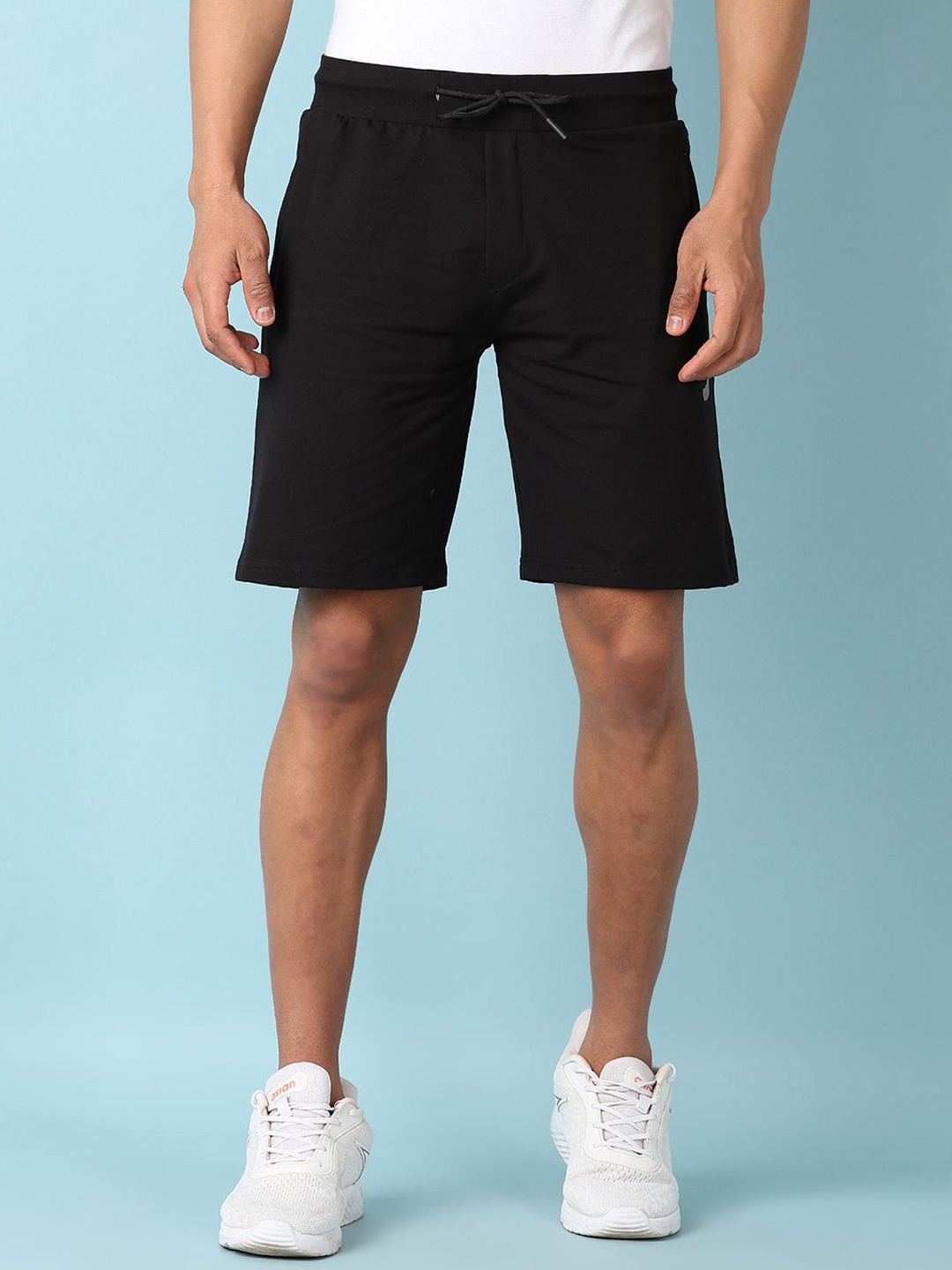 

V-Mart Men Solid Cotton Shorts, Black