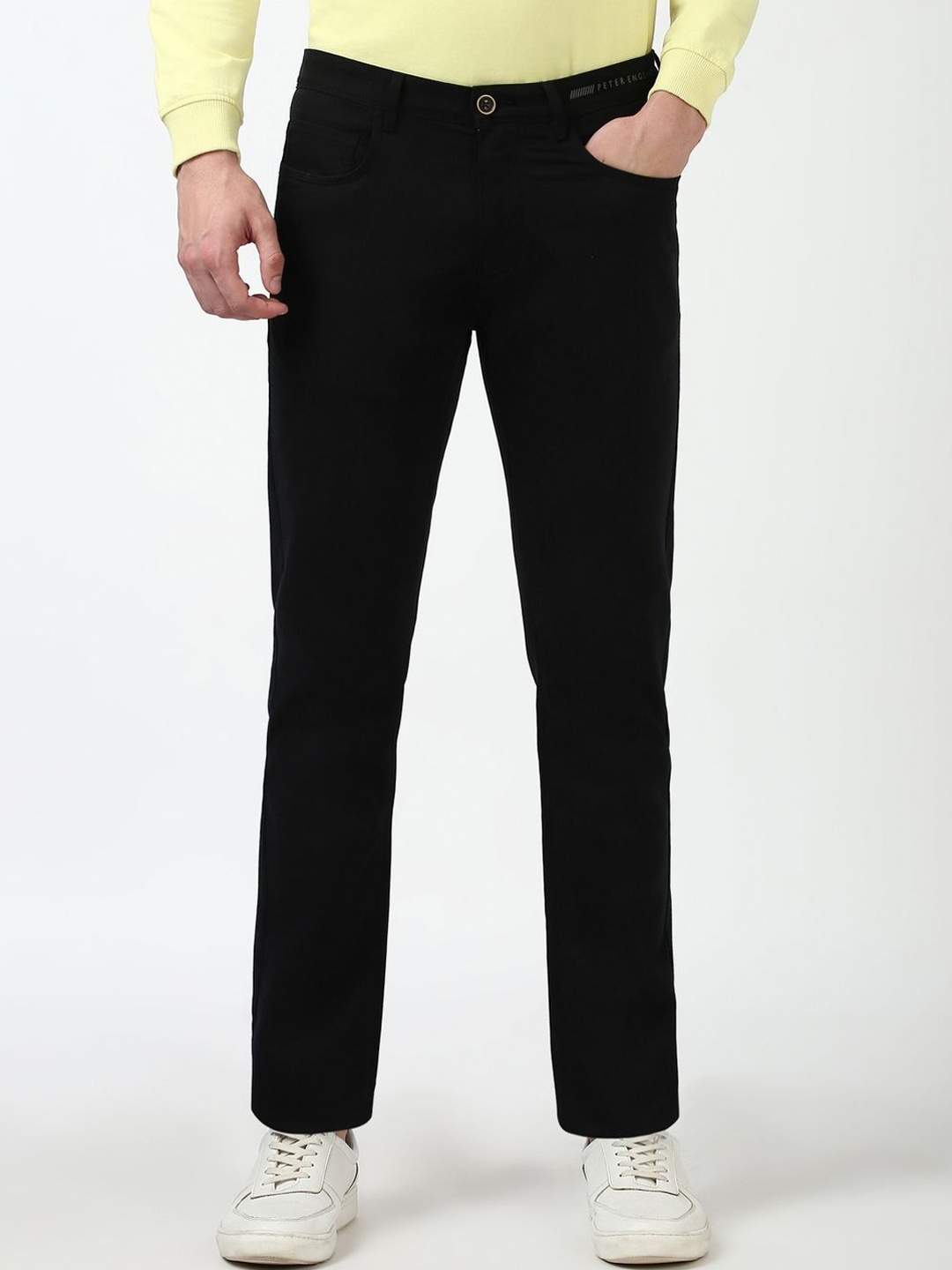 

Peter England Casuals Men Slim Fit Trousers, Black