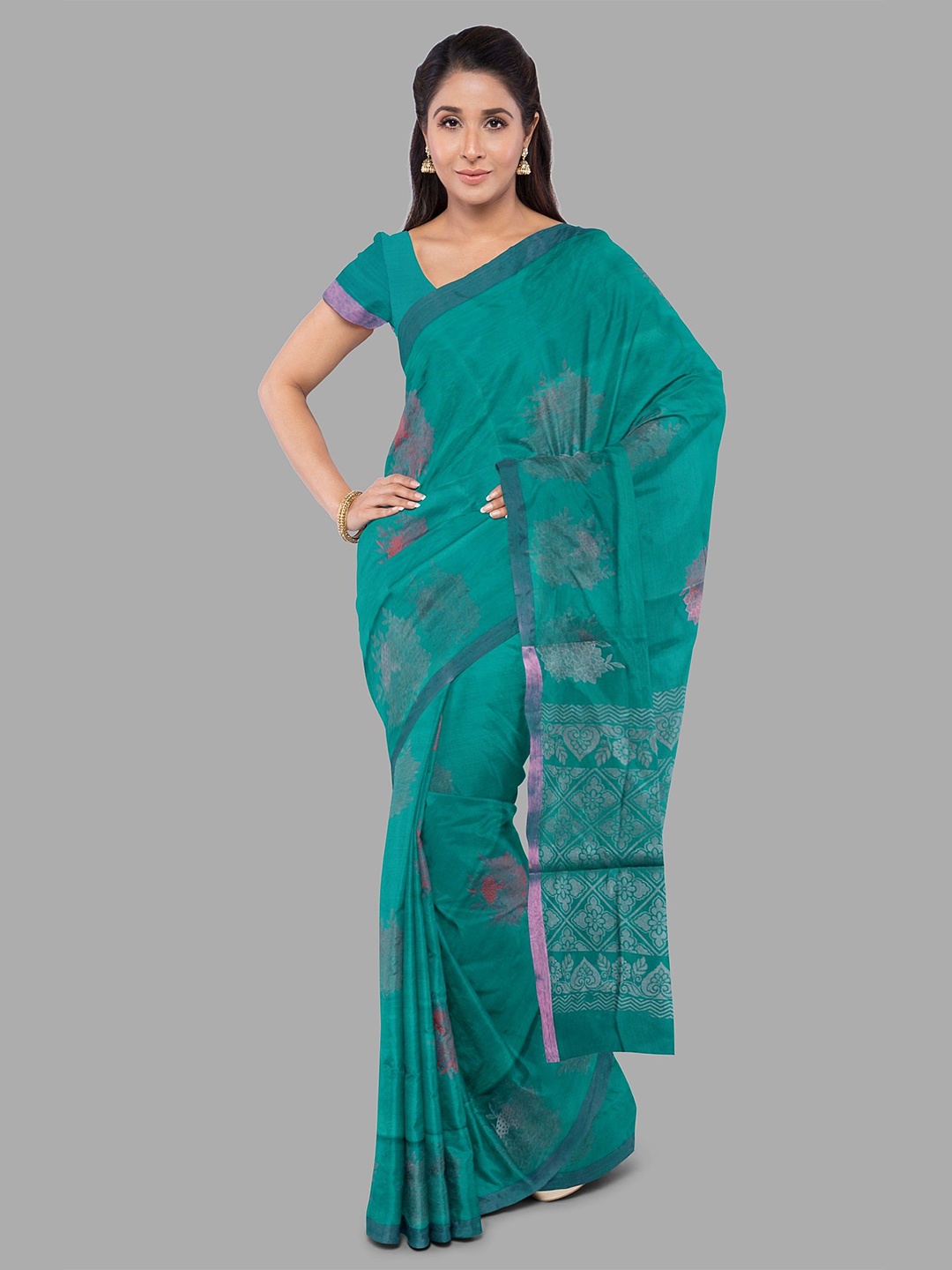 

The Chennai Silks Woven Design Zari Kovai Saree, Green