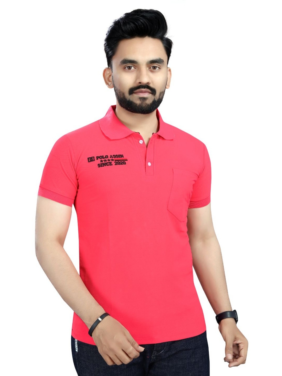 

DYRECTDEALS Men Solid Polo Collar T-shirt, Pink
