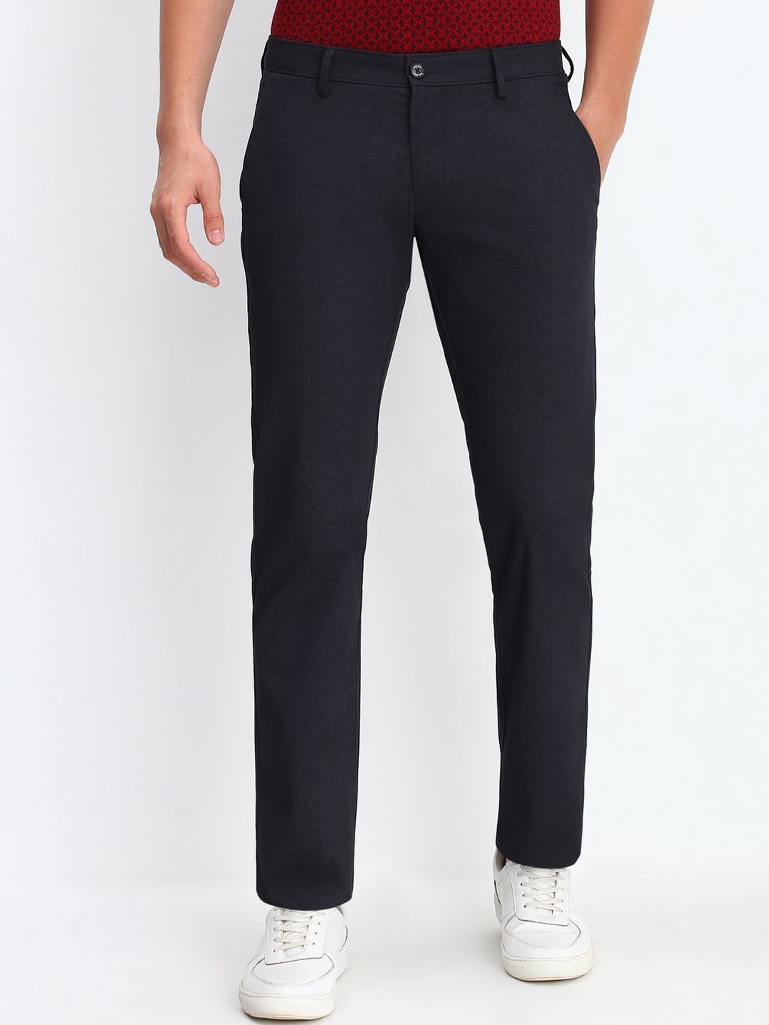

Allen Solly Men Mid-Rise Slim Fit Trousers, Navy blue