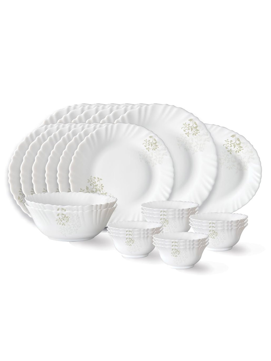 

Larah by BOROSIL Fluted White 27-Pc Opalware Crocker Dinner Set